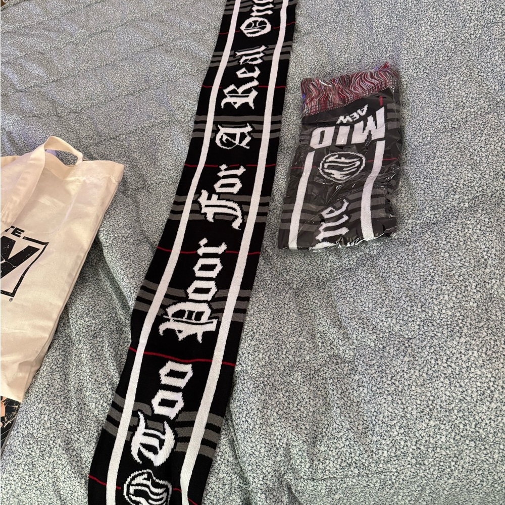 MJF AEW Black and White Graphic Scarf